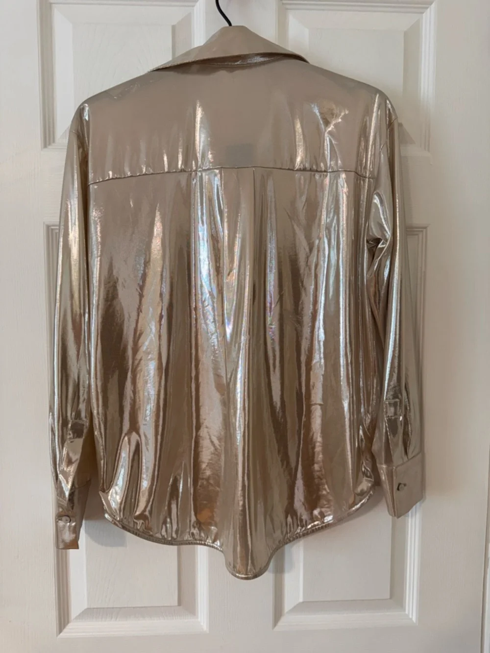 Anthropologie Metallic Gold Button-Up Shirt - Picture 2 of 7